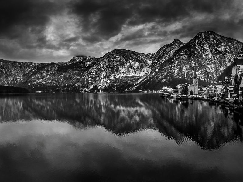 Hallstatt, town, Landscape, mountains, waters, reflection, architecture, Hallstatt фото превью