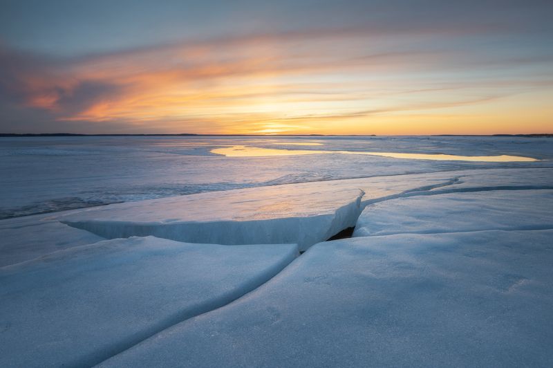 природа, закат, солнце, красота, зима, снег, лед, облака На закате фото превью