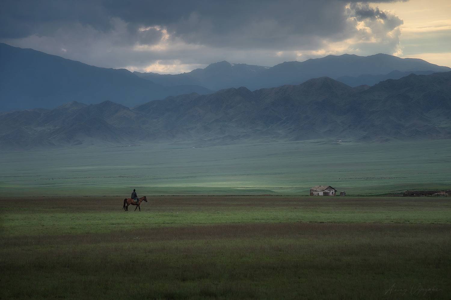 kazakhstan, landscape, light, dreamy, house, clouds, outdoor, Алексей Вымятнин