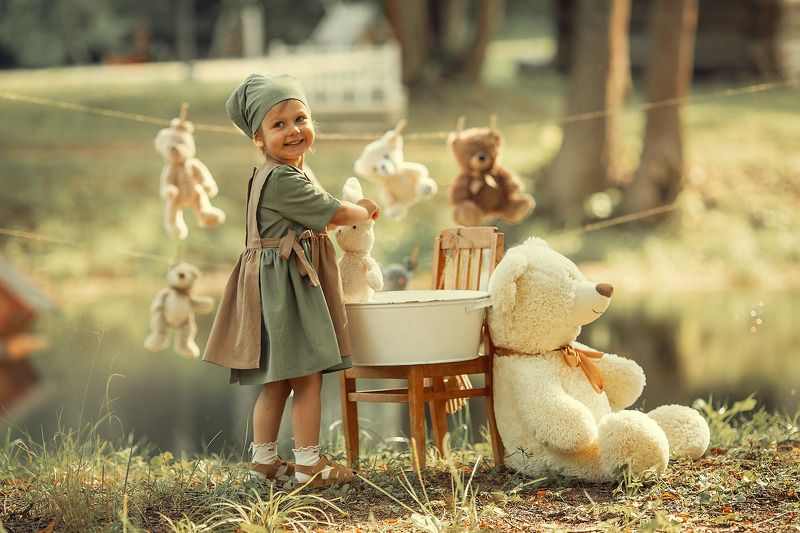 детская фотосессия, стирка, уличная фотосессия  фото превью