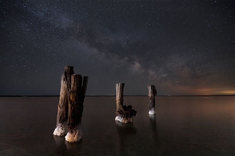 ночной пейзаж, баскунчак, соленое озеро, звезды, ночь, млечный путь Баскунчак ночной фото превью