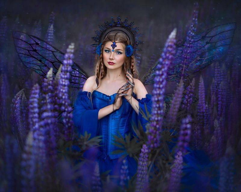 Фотограф Юлия Дюдина, Фотограф Нижний Новгород, арт фотограф,  волшебная фотосессия, фотосессия фея, фотосессия люпины  фото превью