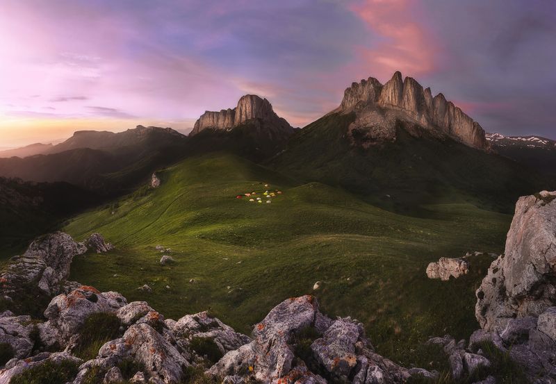 ачешбок, рассвет, гора, тхач, небо, скалы. Рассвет с видом на г. Ачешбок фото превью