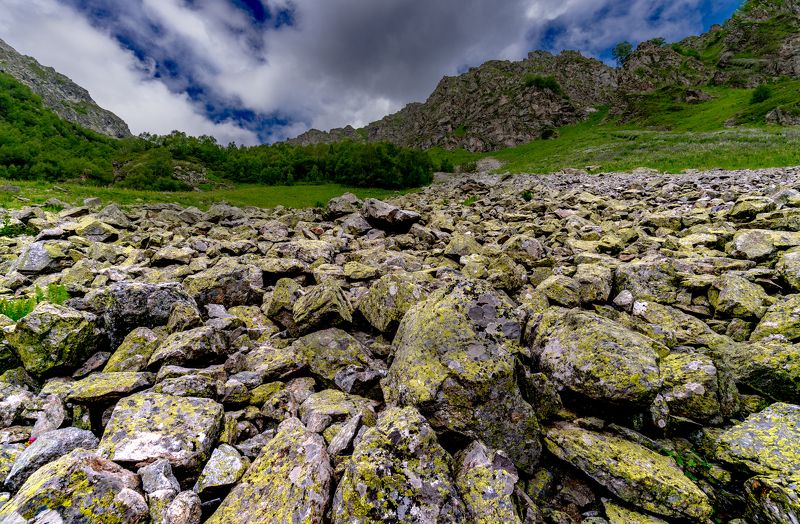 курум, курумник, камни, горы, пейзаж, горный, небо Курумник фото превью