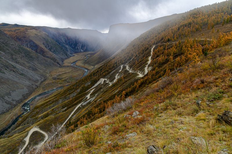 осень, Алтай, дорога Перевал Кату-Ярык осенью фото превью