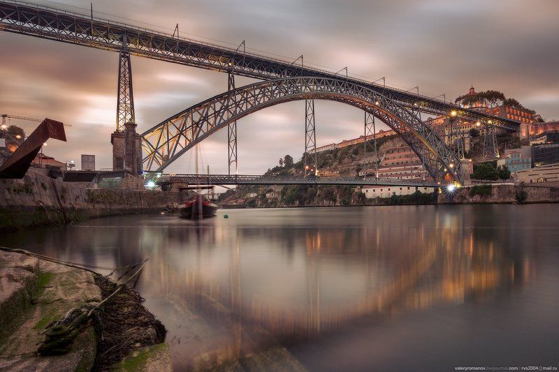 Мост, Луиш, рассвет, Порто, Португалия, романов Мост Луиша I на рассвете, Порто фото превью