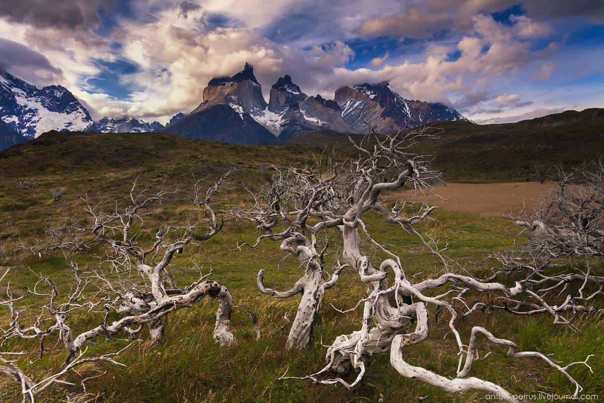 Закат, Куэрнос, Небо, Патагония, Торрес дель Пайне, Чили, Антон Петрусь