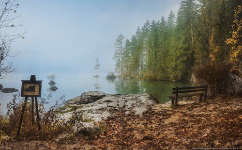 Германия. Рамзау. Утро на озере Hintersee.