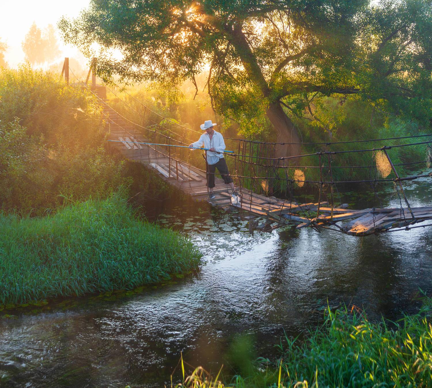 утро, река, лето, рыбак, Свистков Александр