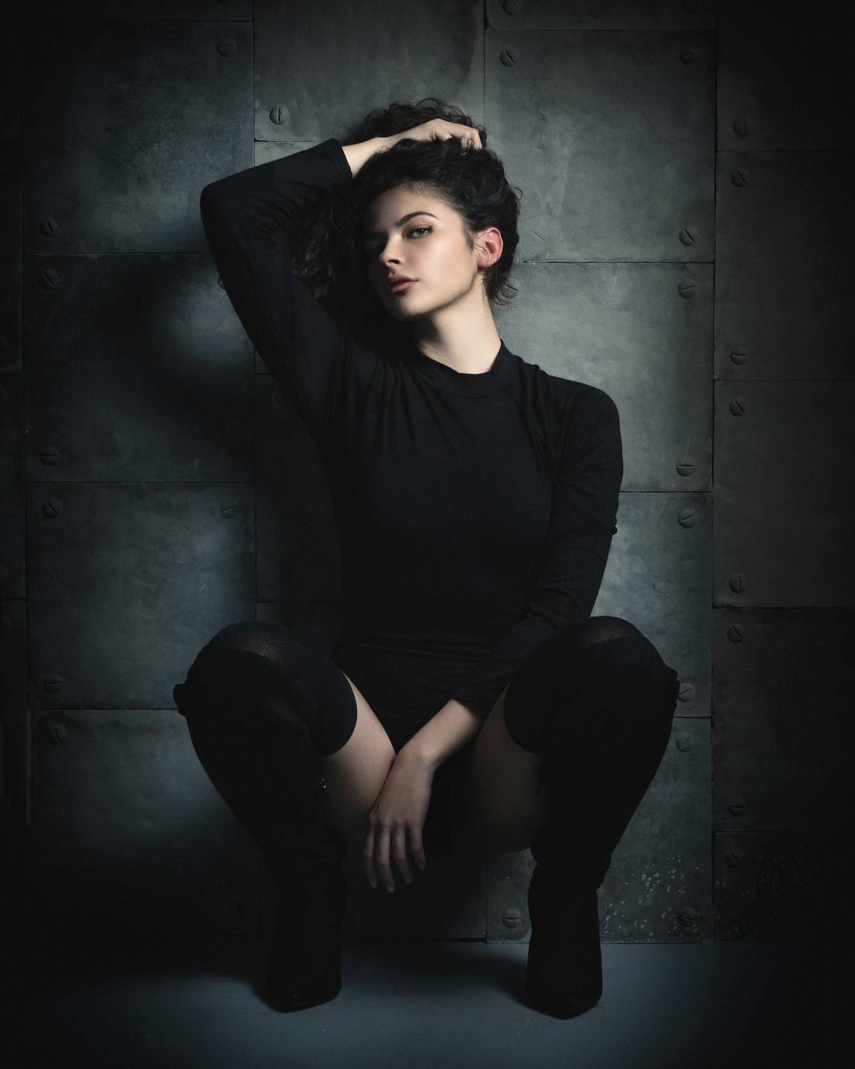 девушка, боди, колготки, сапоги, чулки, портрет, Дмитрий Александров