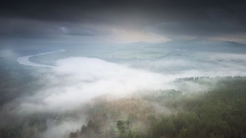 туман, утро, рассвет, пейзаж, природа, сказка, забайкалье, лес, река, лето, забайкальский край Тайны утреннего тумана фото превью