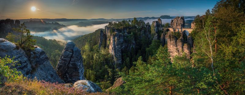 bastei bridge, mountains, germany, see,  deutschland, saxon switzerland Bastei Bridge Panorama фото превью