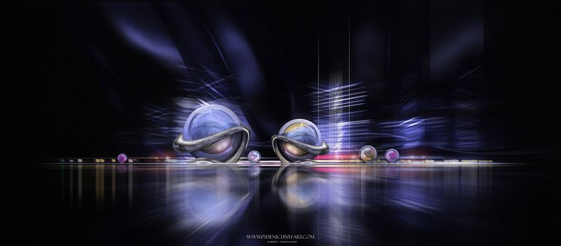 концепция, ночной город, фантастика, будущее, отражение, ночь, архитектура, свет, структура Структуры скользящего света фото превью