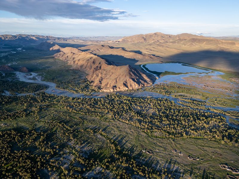 монголия, река, озеро, рассвет, горы, mongolia, river, lake, sunrise, mountains  фото превью