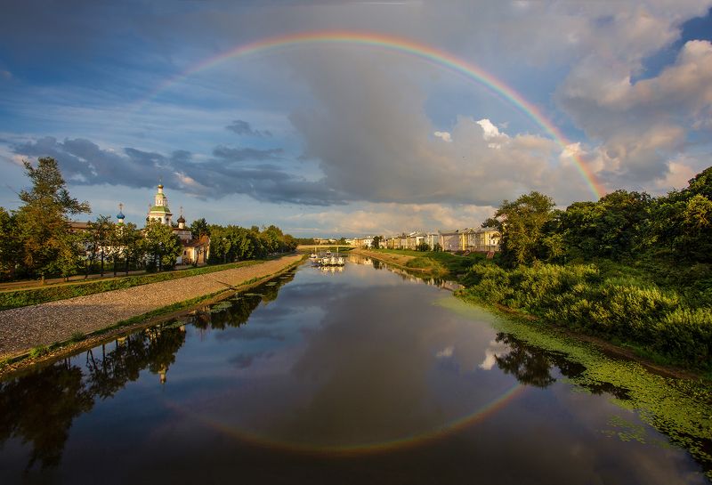 вологда, река, радуга, лето Радуга в Вологде фото превью