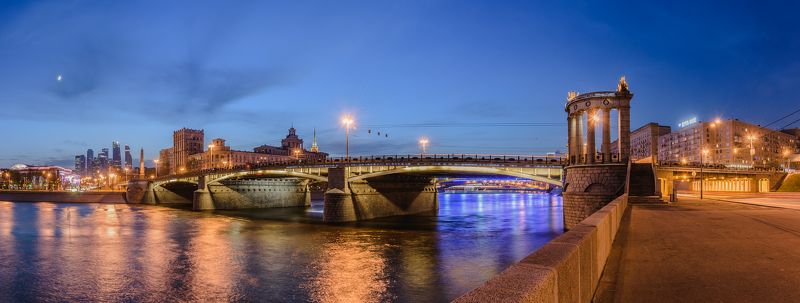москва, мост, вечер Москва. Панорама Бородинского моста фото превью