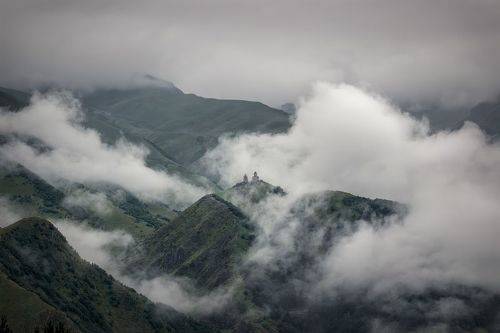 Gergeti Trinity Church In Clouds