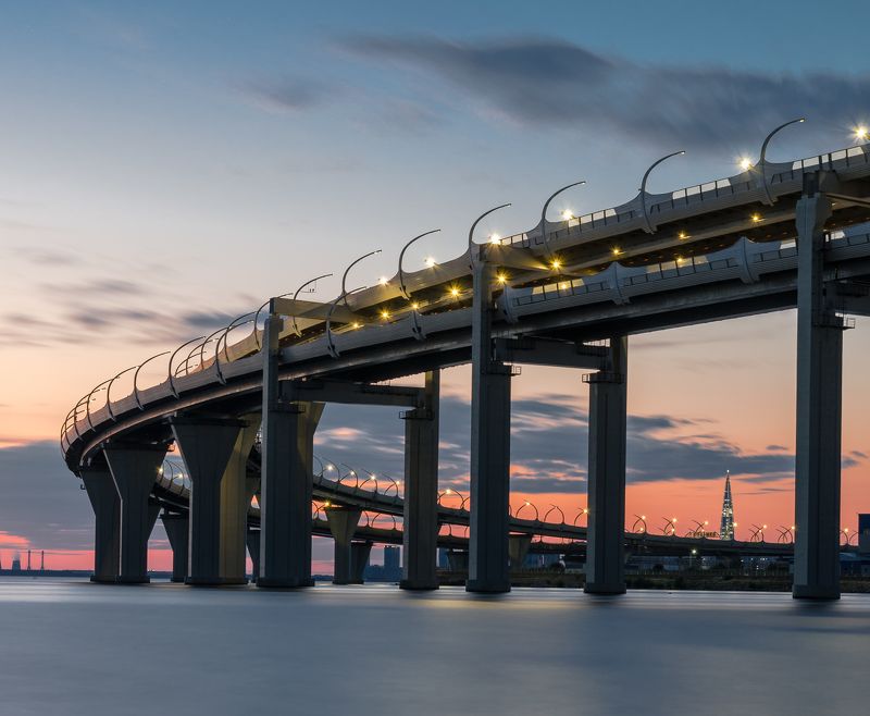 лахта, зсд, финский залив, санкт-петербург, питер, спб, мост, лахта центр, петербург, канонерский остров, канонерка ЗСД и Лахта на закате фото превью