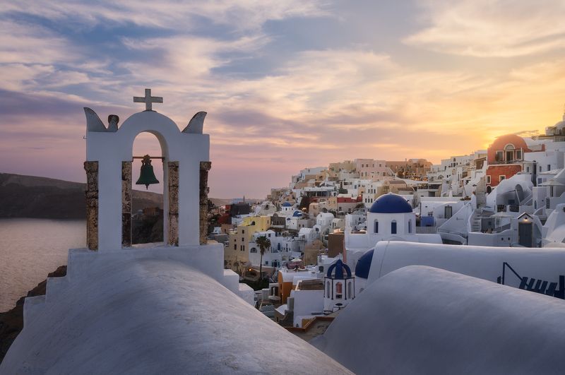 греция, ия, оя, тира, санторини, киклады, закат, рассвет, вечер, утро, горы, холмы, скалы, море, остров, greece, sunset, sunrise, evening, morning, rock, rocks, hills, thira, fira, tira, oia, santorini, island Закат над Санторини / Sunset over Santorini фото превью