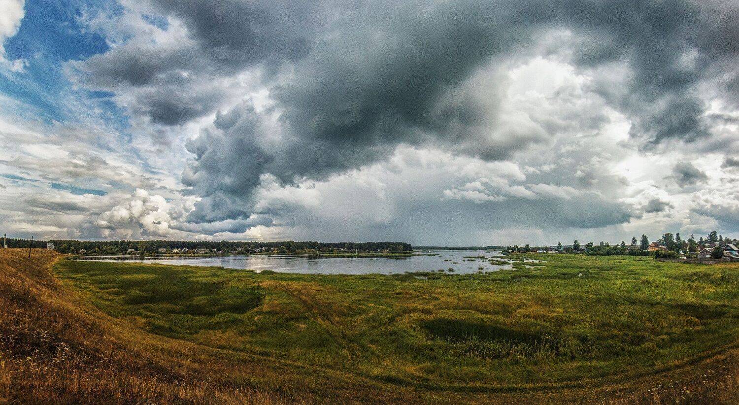 пейзаж, лето, волга, тучи, пеленг, фишай, Татьяна Афиногенова
