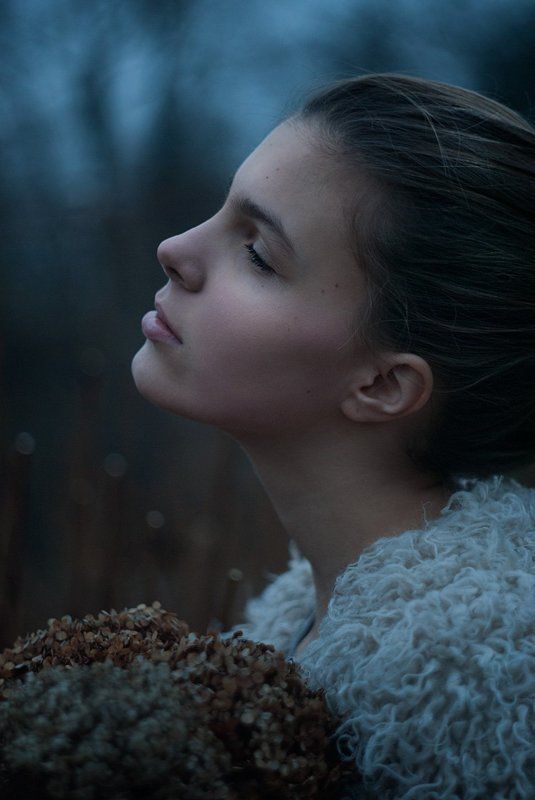 портрет, девушка, профиль, зима, portrait, girl, beauty, winter Зимний портрет фото превью