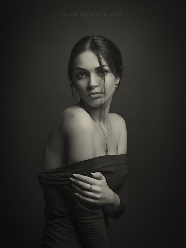 portrait, studio, BW, girl Julia фото превью
