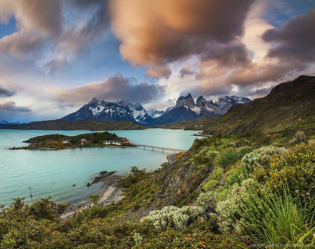 Закат, Озеро, Торрес дель Пайне, Чили, Антон Петрусь