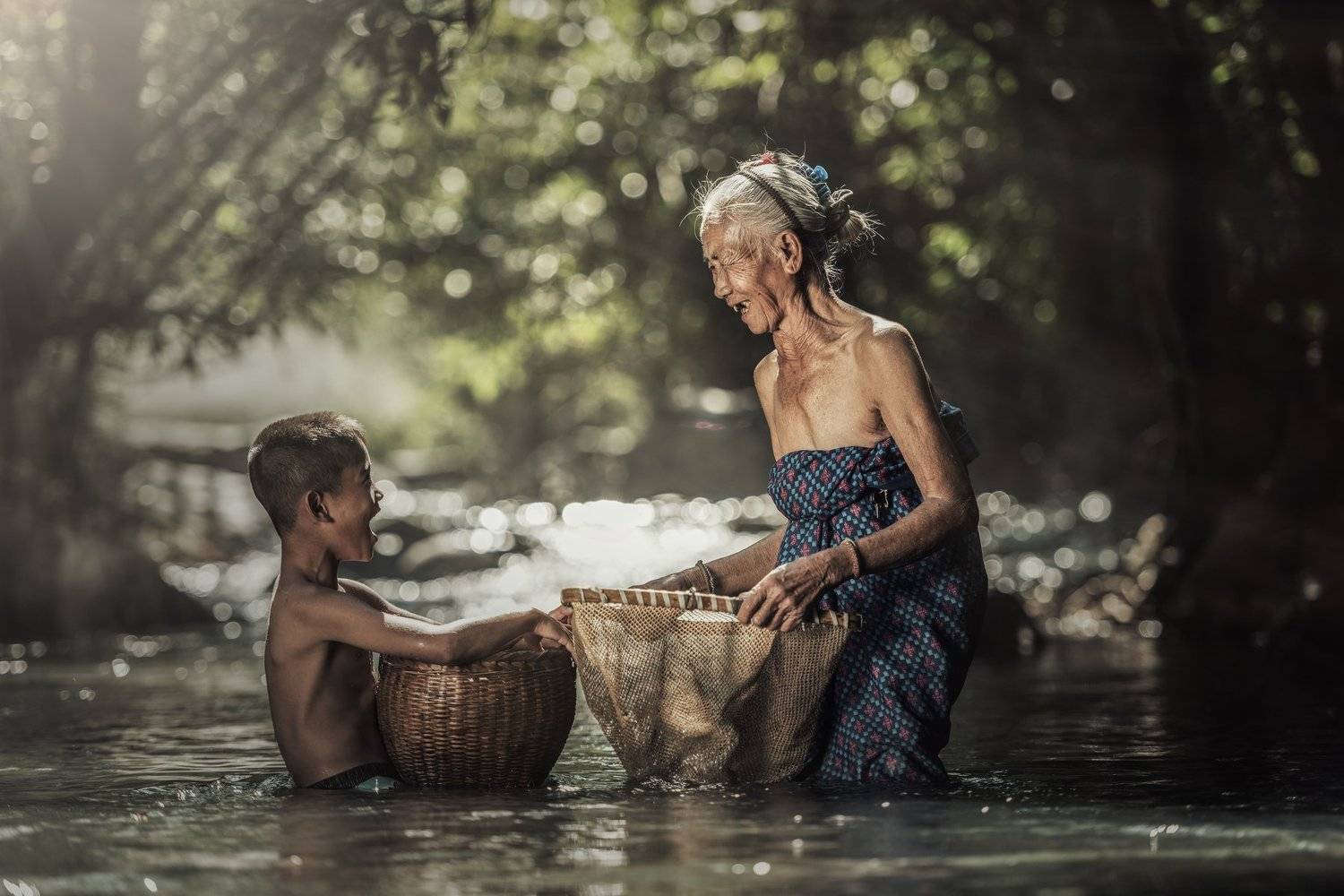 meal; fun; white; sweet; expression; granny; happiness; kids; summer; old; people; grandchildren; caucasian; female; smiling; cute; eat; elderly; aging; cherry; lifestyle; healthy; girl; care; holding; retirement; garden; woman; pensioner; great; senior; , Sasin Tipchai