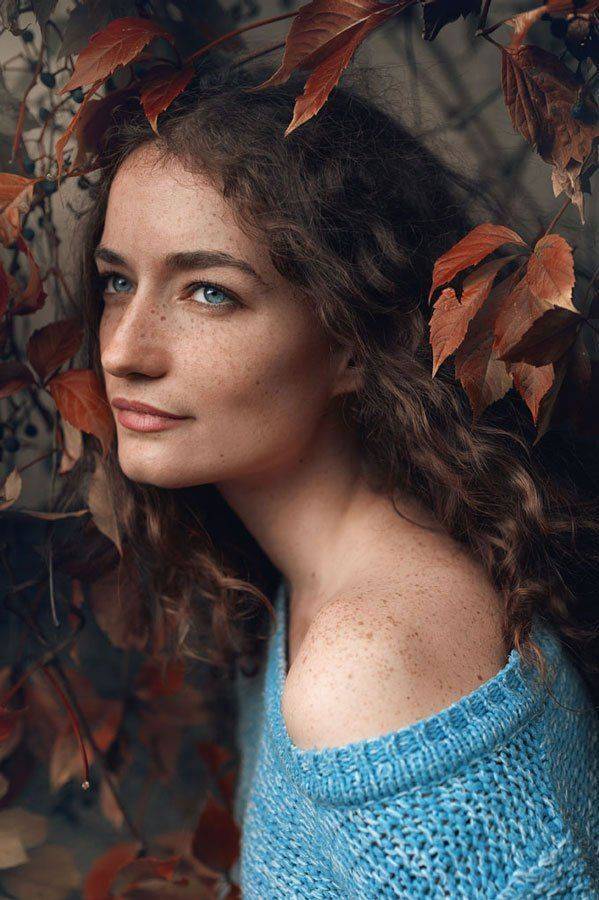 девушка, портрет , осень, голубой, Бабинцева Мария