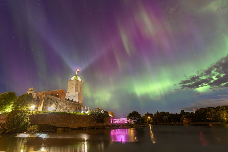 выборг, ночь, полярное сияние, аврора Полярное сияние над Выборгом фото превью