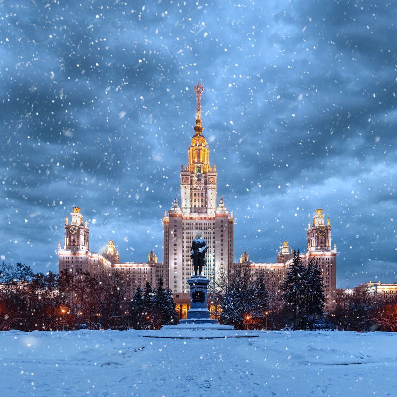 мгу, снегопад, москва МГУ фото превью