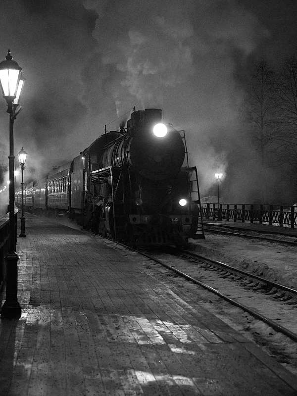 ретропоезд паровоз чёрно-белое Ретропоезд фото превью