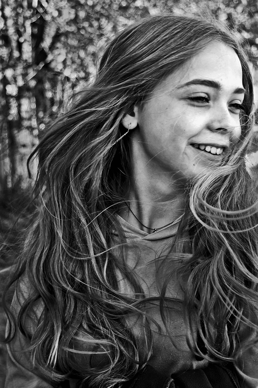 девушка, волосы, улыбка, чб, апатиты, Николай Смоляк