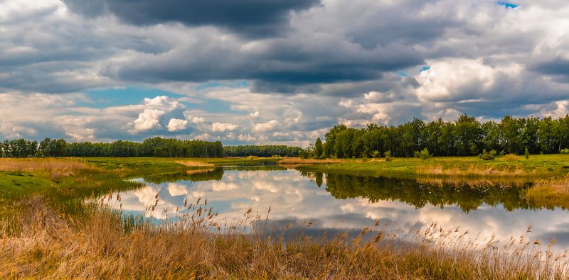 озеро лето облака отражение Летние отражения. фото превью