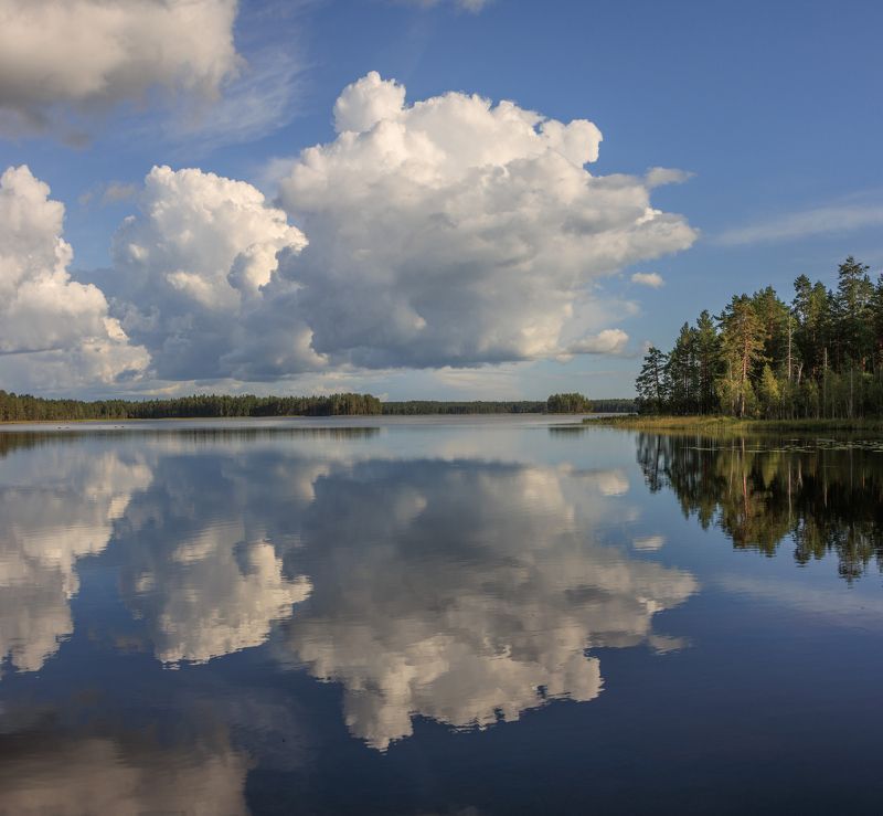 озеро, облако, отражение нетронутое зеркало фото превью