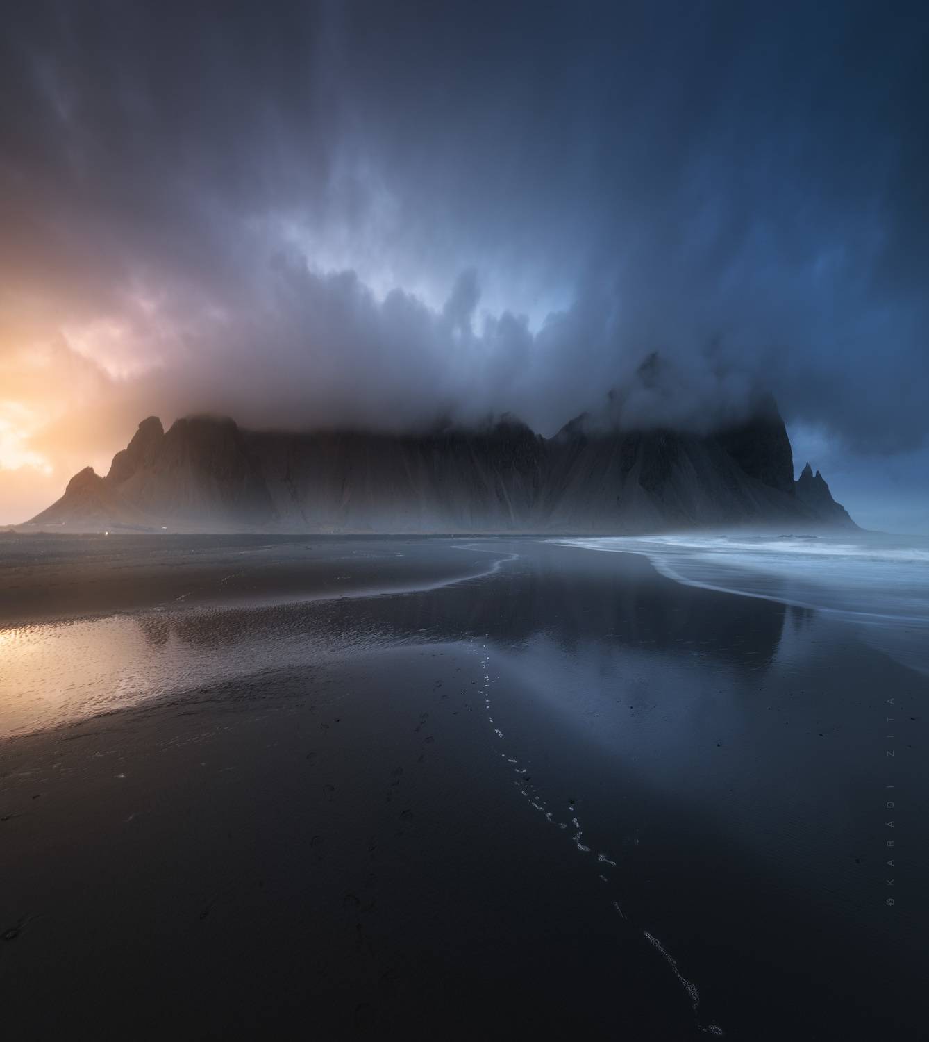 iceland, sunrise, landscape, sky, sun, lights, mountains, mountain, hungarianphotographer, beach, waves, rocks, Kar&aacute;di Zita