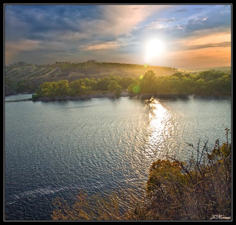 вечер,закат,днепр,остров хортица Последний закат лета фото превью