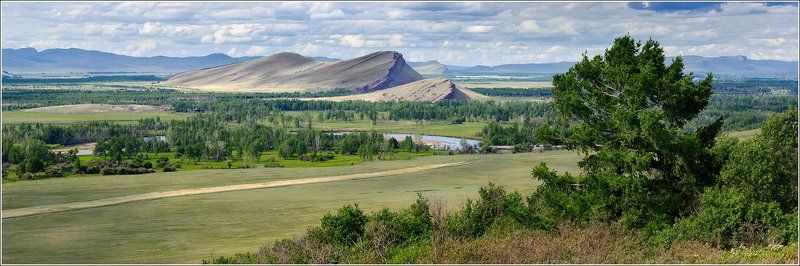 белый, большой, глубокий, голубой, горы, далекий, деревья, долина, зеленый, июс, красивый, лес, луга, облака, панорама, пейзаж, пологий, поляна, природа, путешествия, размер, река, сибирь, степь, сундуки, хакасия, холмы, широкий Долина реки Белый Июс фото превью
