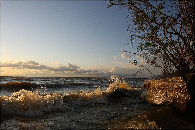 днепр, река, волны, закат Днепровские волны фото превью
