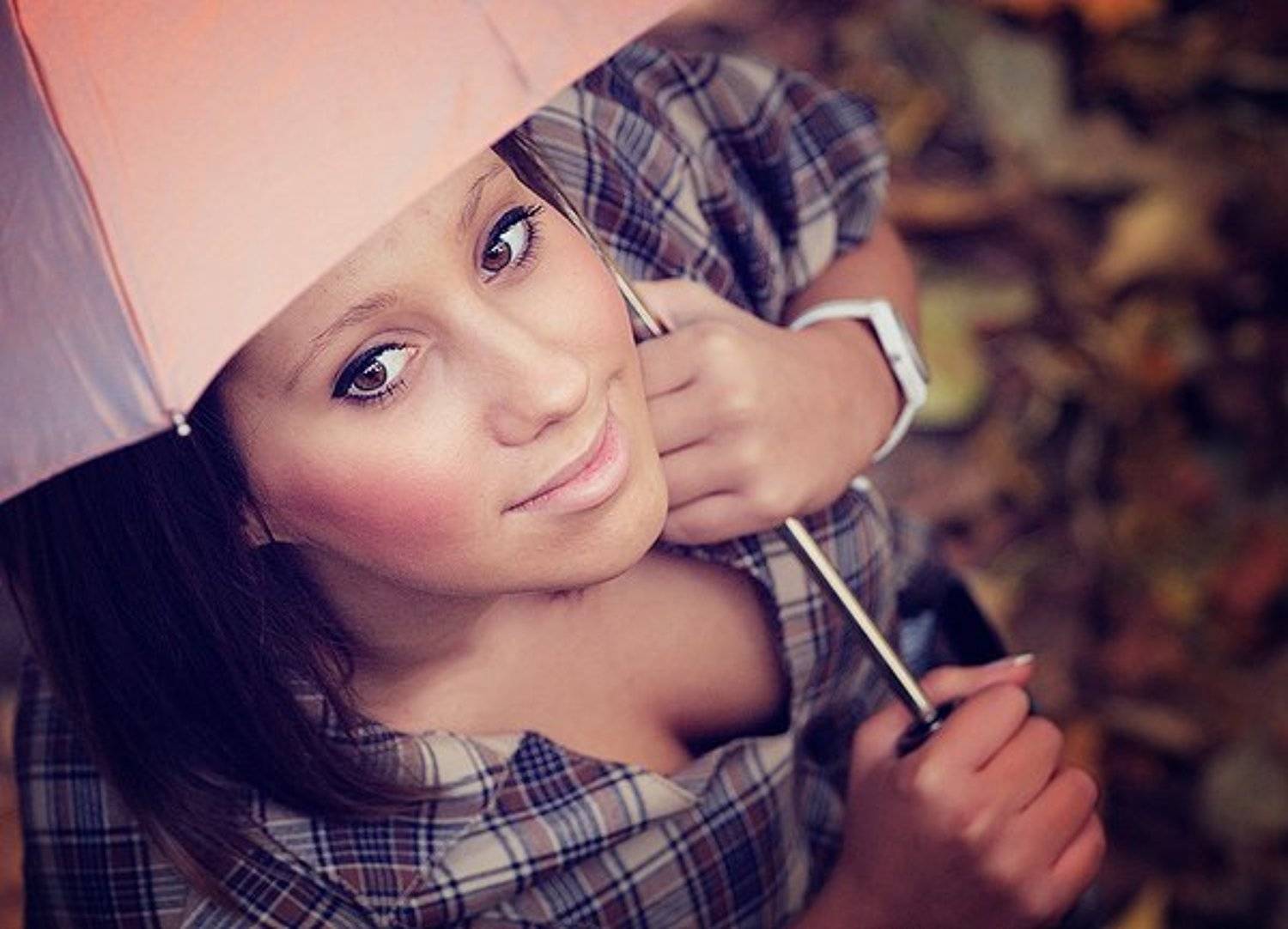 девушка, осень, зонт, портрет, парк, листья, vladimirvolkhonsky