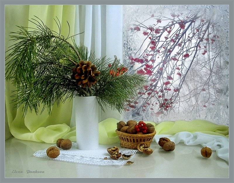 натюрморт, утро, рябина, снег, зима, Elena Pankova
