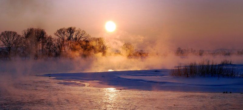 иртыш, зима,закат Зимний вечер фото превью