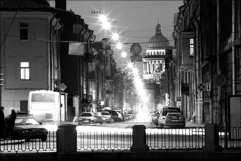 санкт-петербург, иссакиевский собор,вечер Сжатое пространство фото превью