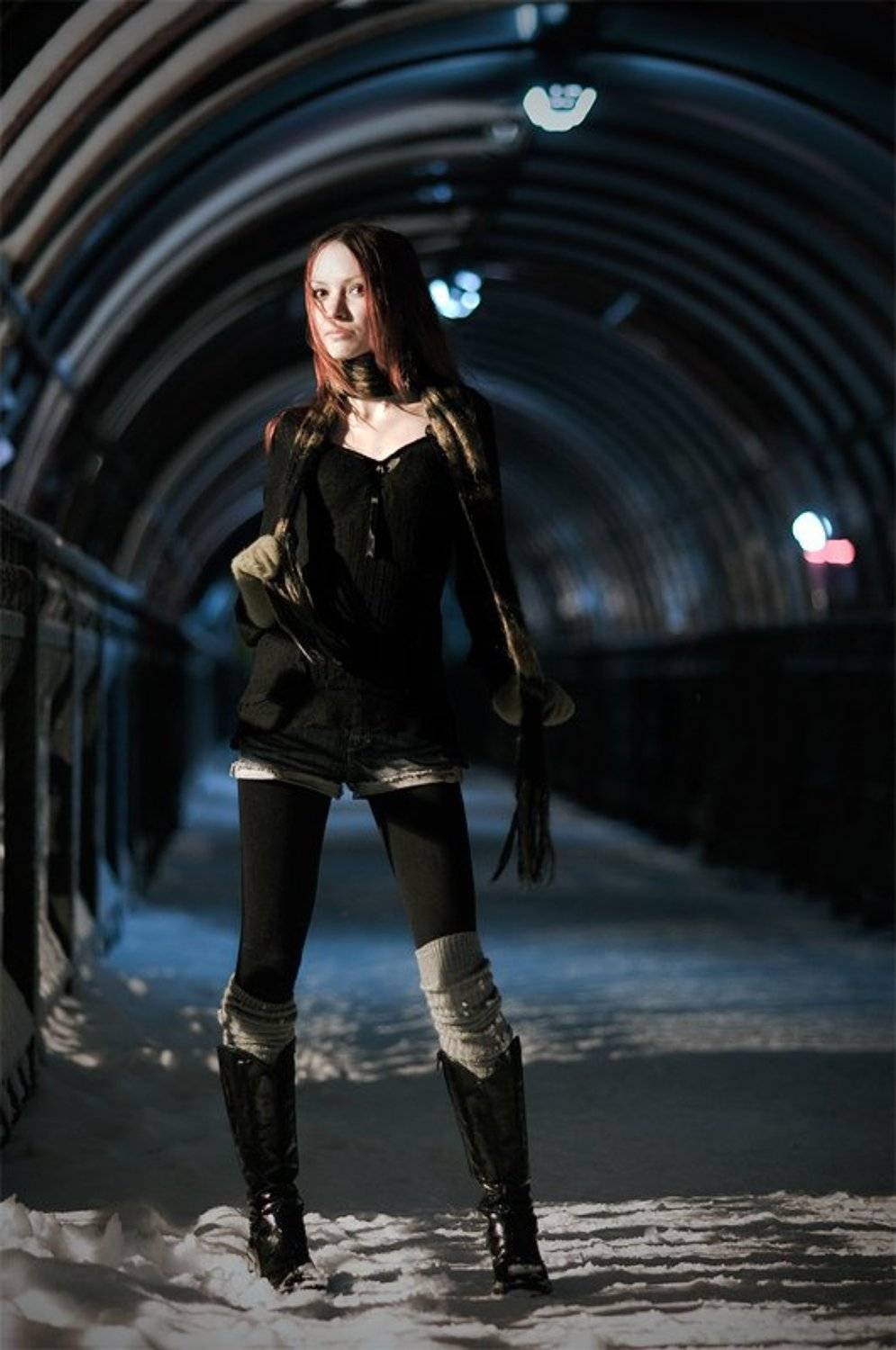 volavolko, девушка, переход, ночь, город, снег, Дмитрий Корнилов