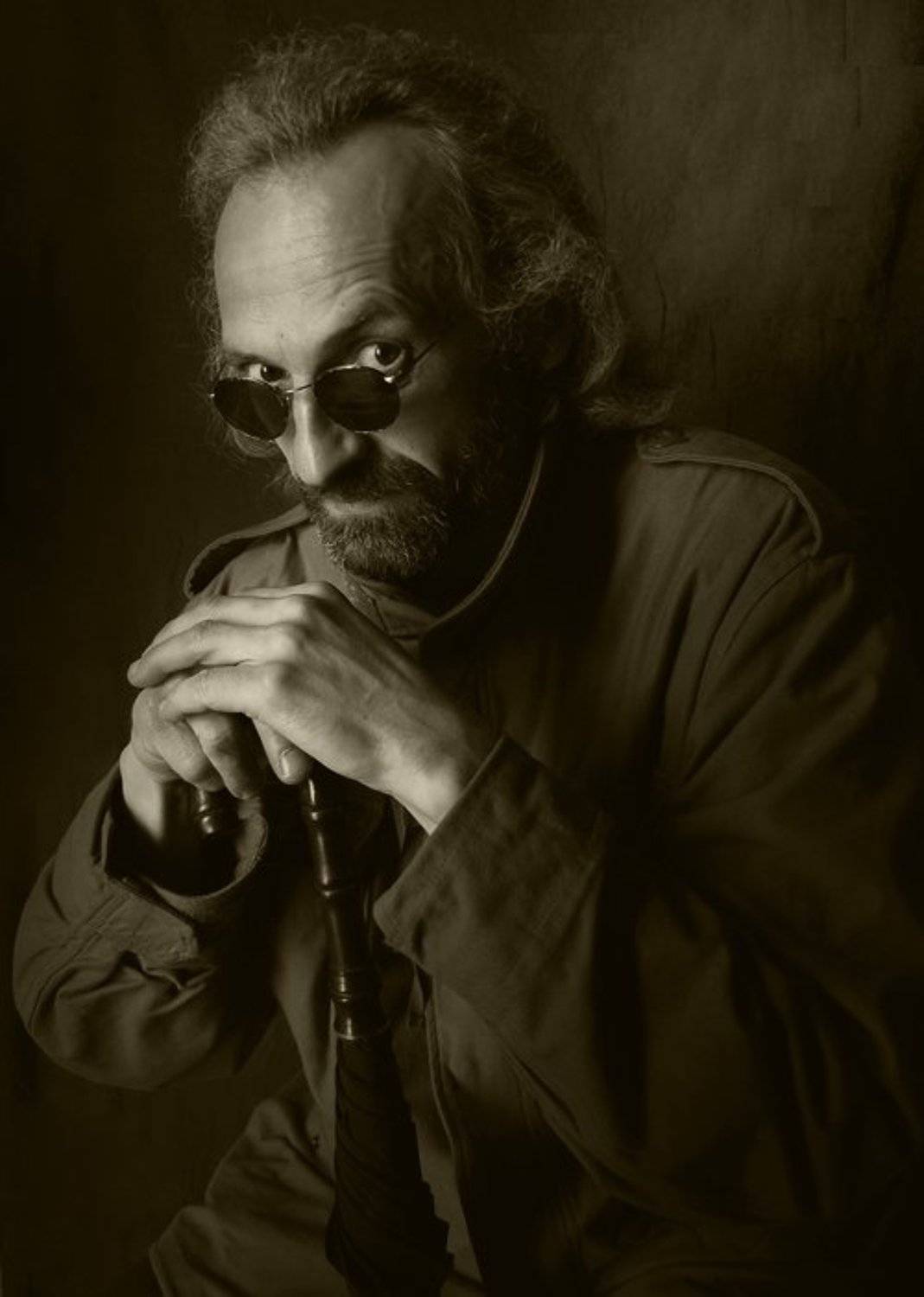 портрет, мужчина, зонт, очки, bepahuka