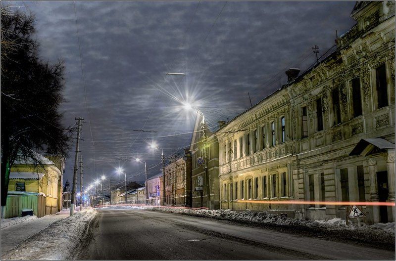 город, ночь, улица, старая, зима, снег Старая улица фото превью