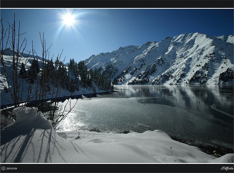 природа, озеро, зима Светит но не греет. фото превью