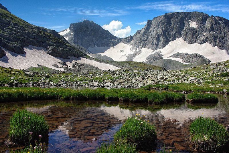 горы,имеретинка,озеро,цветы,небо,снежник,скалы Август. Полдень. фото превью