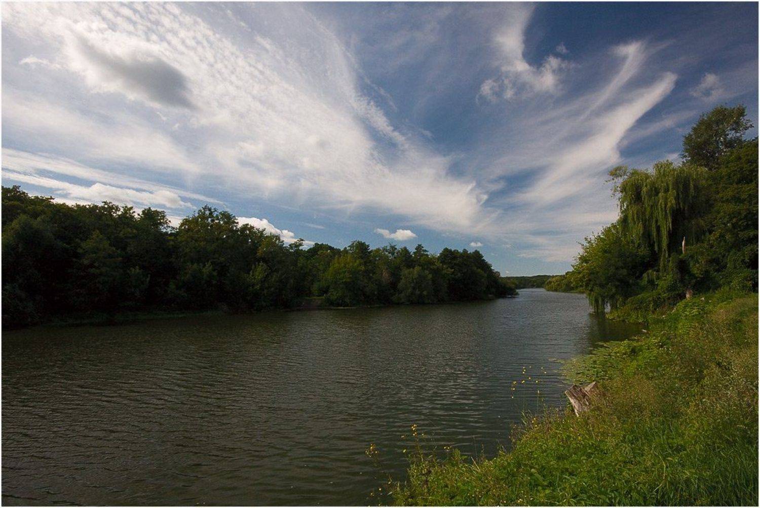 парк, река, рось, облака, Игорь Шевченко