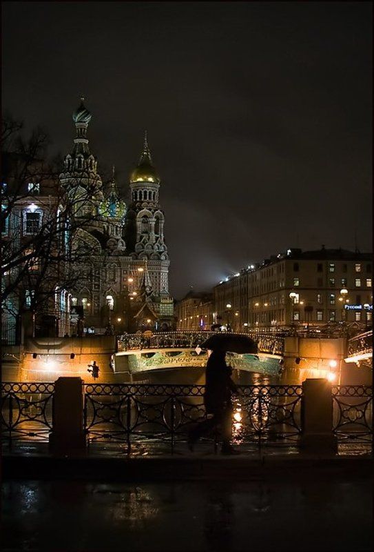 2009, город, петербург, человек, вечер,дождь, ноябрь Вечер. Дождь. Петербург фото превью